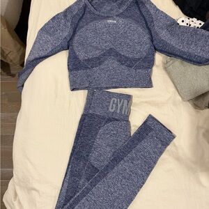 Gymshark Heathered Blue Top and leggings